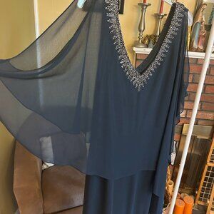 Blue VNeck Beaded Cocktail Dress